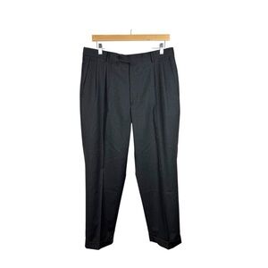 Woolmark Men’s Classic Pleated Wool Dress Pants in Grey Size 34